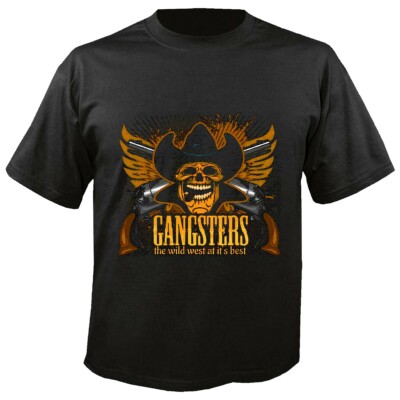 T-Shirt GANGSTERS THE WILD WEST AT IT'S BEST SKULL COWBOY WESTERN INDIANER