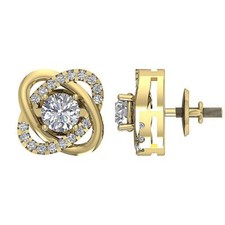 Designer Studs Earrings For Women VS F 0.75 Ct Lab Grown Diamond 14K Yellow Gold