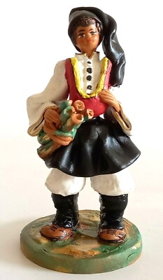 Rare Vintage Italian Terra Cotta Pottery Figurine Sculpted R. Carboni Elmas Nice