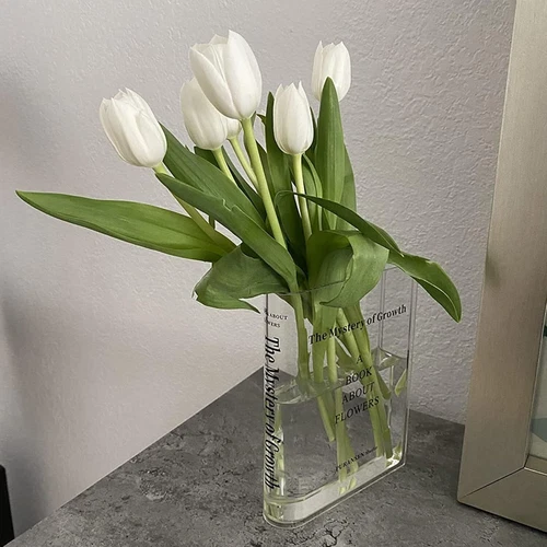 Klare Buch Blumenvase - Floral Bücherregal Dekor, Acryl Blume - Bild 5 von 8