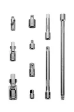 JobSmart Chrome Plated Socket Accessory Kit, 10 Pc Extention, Adapter 