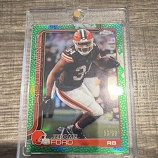 Topps 2025 Chrome Jerome Ford #71 Green Parallel /99 Cleveland Browns REFRACTOR 