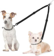 Double Dog Leash, No Tangle 360 Swivel Small  7-20lbs , Black-Adjustable