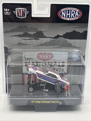 M2 Machines 2024 Diorama Series White NHRA 1971 Dodge Challenger Funny Car
