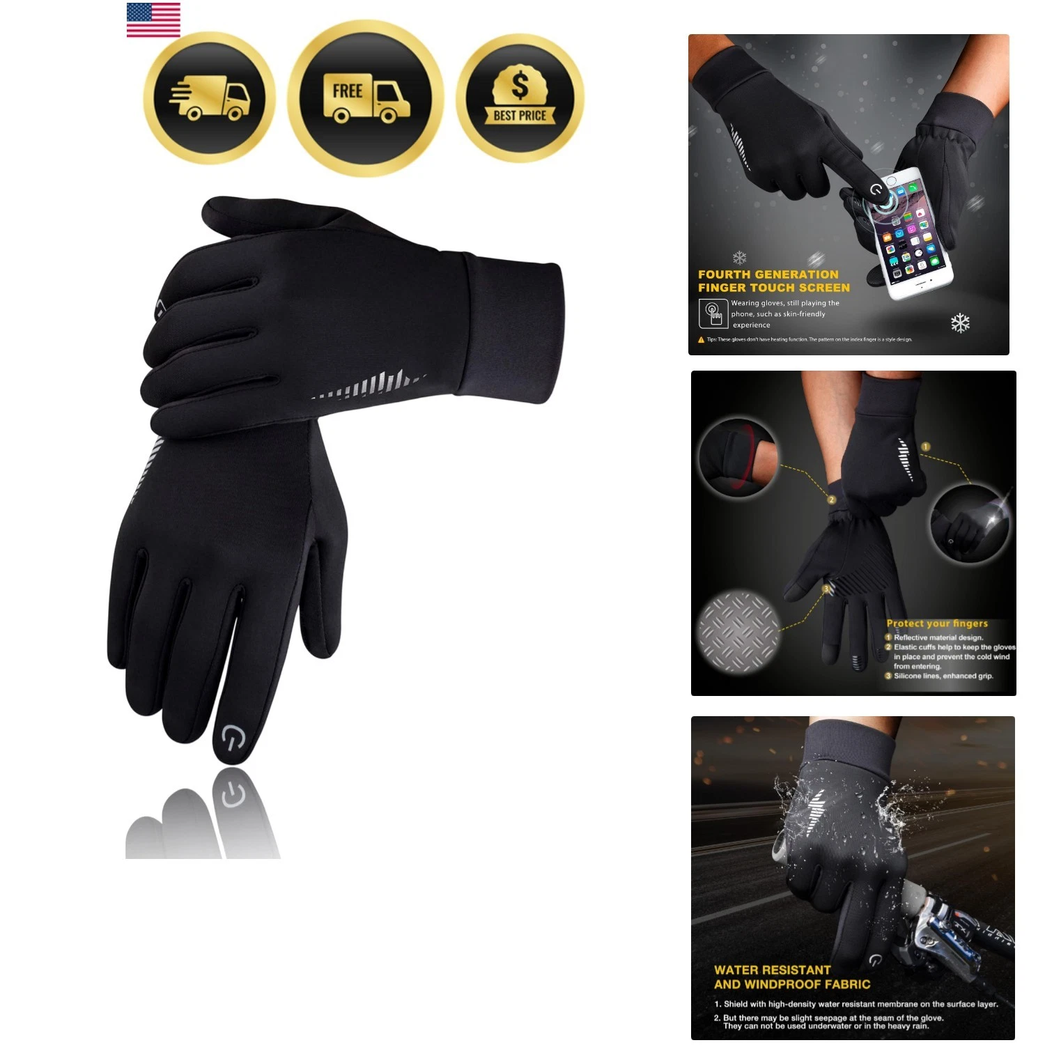 Winter Gloves Women Men Ski Snow Gloves Liner Thermal Warm Touch Screen, Suit...