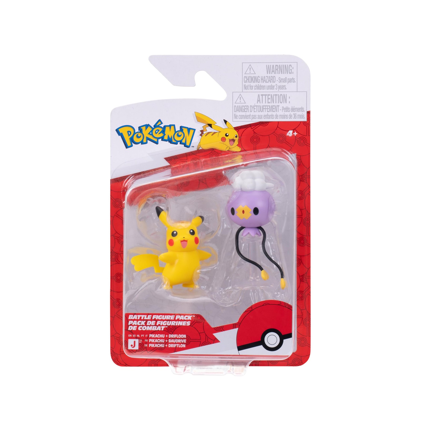 Pokémon Battle Figure PKW4531 Pikachu - Drifloon, officiële Pokémon-speelgoed vo