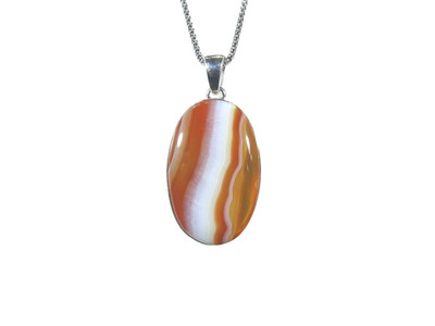 7.55 ct Natural Botswana Agate Solid Sterling Silver Italy Necklace-46 cm chain