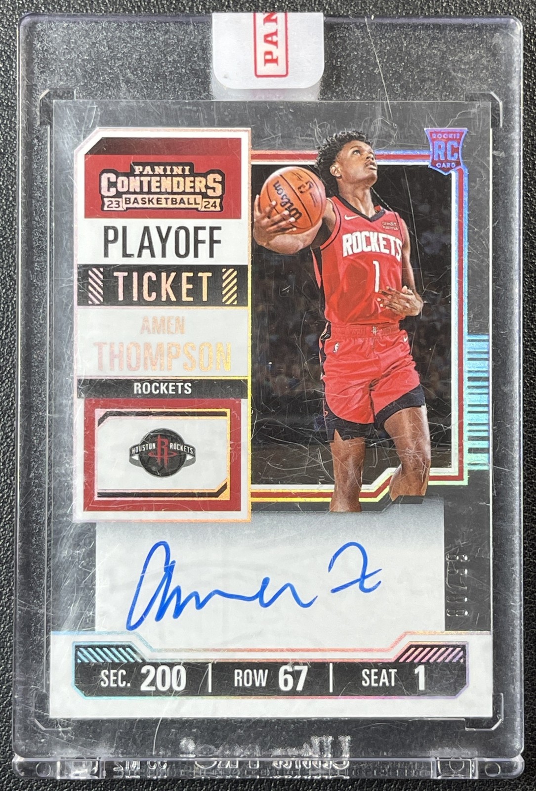 AMEN THOMPSON 2023-24 PANINI CONTENDERS #111 ROOKIE PLAYOFF TICKET RC AUTO 88/99