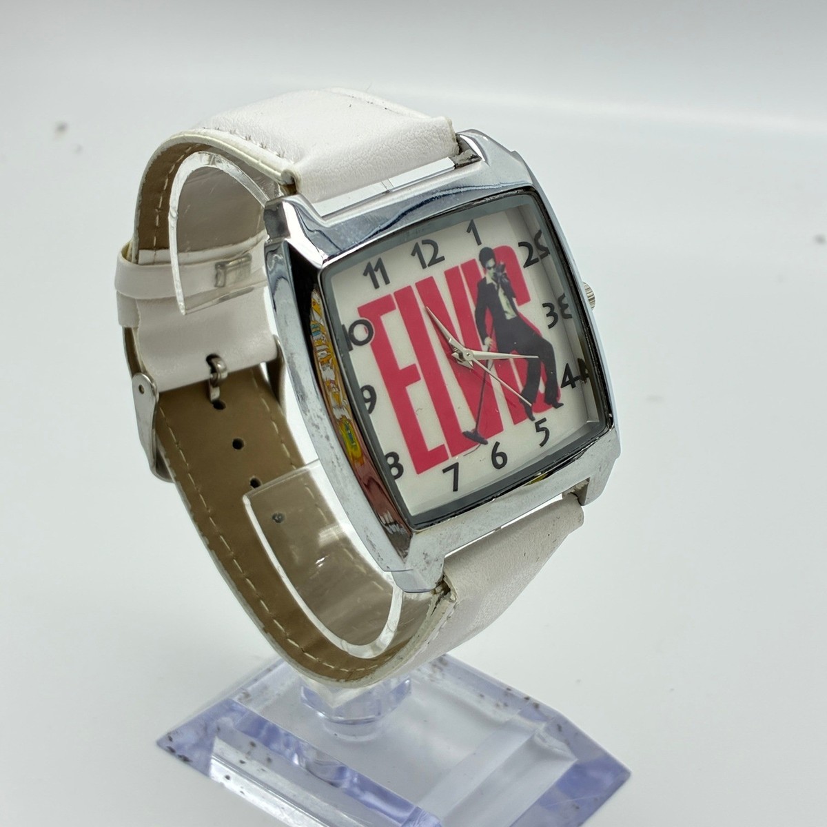 Elvis Presley Watch Rock and Roll Memorabilia White Strap Square