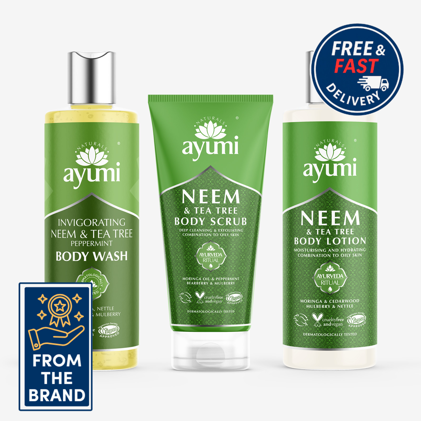 Ayumi Invigorating Body Trio | Cleanse + Scrub + Moisturise | Bundle