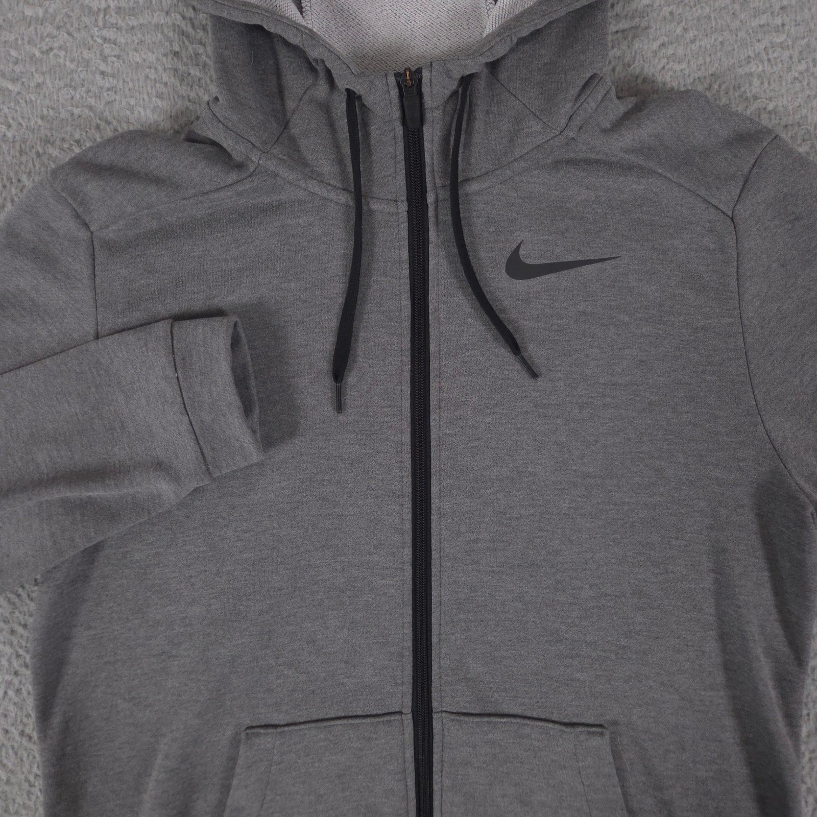 Nike Hoodie Mens Medium Gray Dri-Fit Full Zip Performance Sweatshirt Workout
