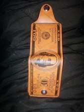  100 Dollar Bill Print Leather Wallet - Leather Printed Bifold Novelty Wallet