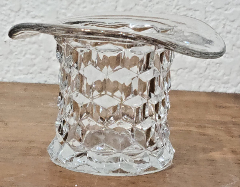 CLEAR GLASS FOSTORIA  TOOTH PICK HOLDER   HAT SHAPE