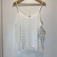 NWT Naif Women's Camisole Top Sz XL Ivory Dot Sheer Boho Beachy Coastal Resort