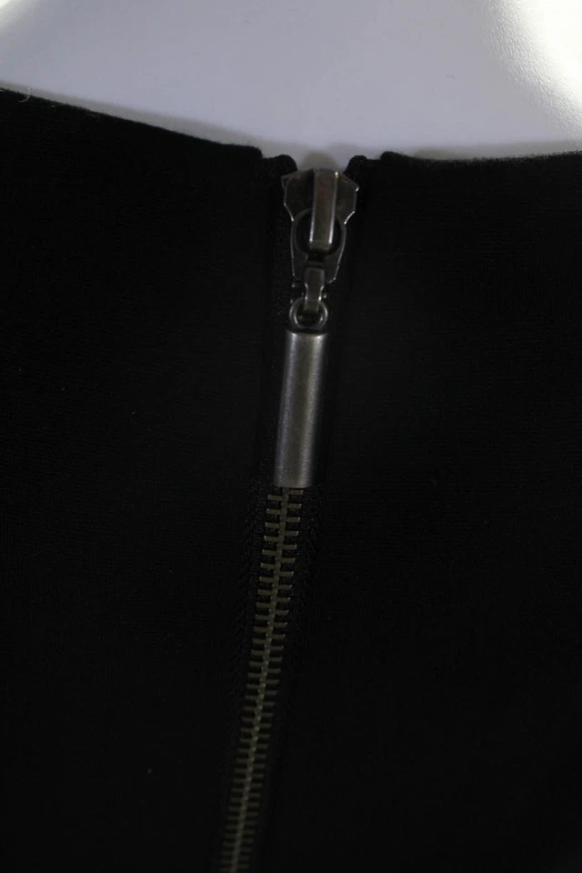 Nanette Lepore 女式后拉链圆领皮革装饰紧身连衣裙黑色 6 码 — 第 4/4 张图片