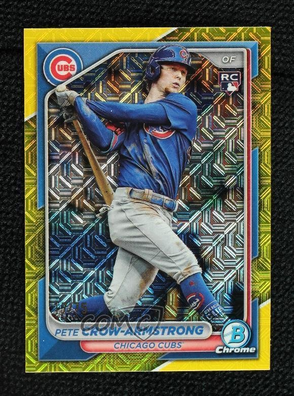 2024 Bowman Chrome Yellow Mojo Refractor /75 Pete Crow-Armstrong #45 Rookie RC