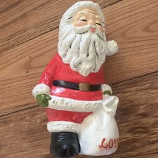 Vintage 1960's Santa Claus Xmas Figurine Love Sack Papier Mache Japan 7" U31