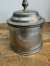 Vintage Williamsburg Stieff Pewter Humidor  Lidded Canister Covered Jar CW93-5