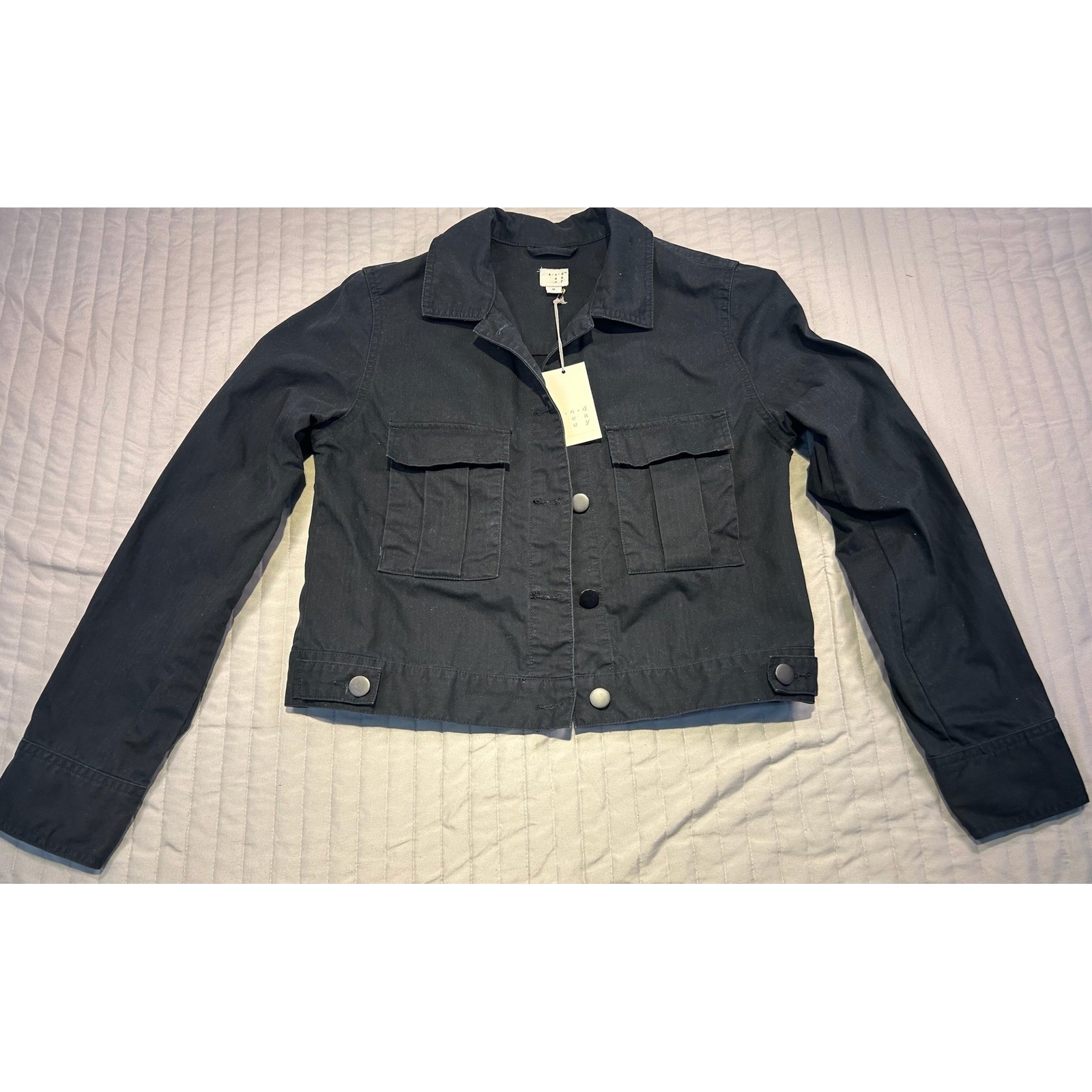 A New Day Black Cotton Utility Jacket Women's Size Medium Brand New w/tags