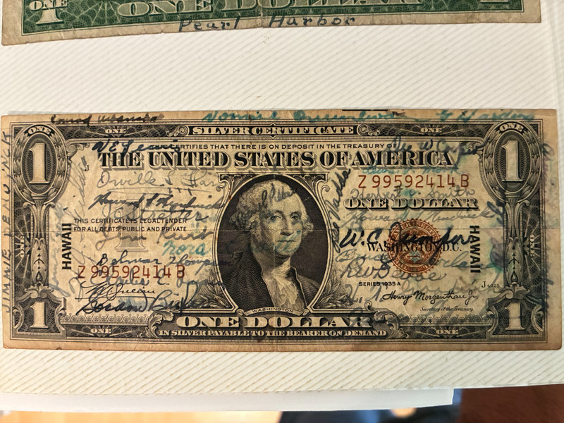 1935-A $1 Hawaiian WW11 Brown Seal Emergency One of A Kind Signed Military Rare!