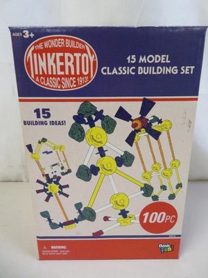 Tinkertoy Wonder Builder Basic Fun 15 Model Classic Building Set 100 Piece - NEW