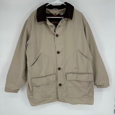 Vintage Woolrich John Rich and Bros Mens L Barn Jacket Stone Tan Fleece Lined