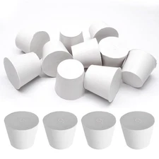 Uenhoy 10 Pcs White Solid Rubber Stoppers 6# Tapered Lab 6#, 