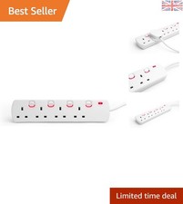 4-Socket 1m Extension Lead with Individually Switched Power and Neon Indicator