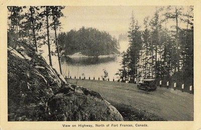 RPPC View Highway North of Fort Frances Ontario Canada Vintage Car Postcard