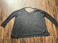 GAIAM Tunic Pullover Top Womens Size Large Black Long Sleeve Yoga Activewear