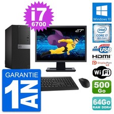 PC Tour Dell 7050 Ecran 27" i7-6700 RAM 64Go Disque 500Go HDMI Windows 10 Wifi