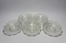Anchor Hocking Moonstone Opalescent Hobnail Ruffle Edge Bowls - Set of 5