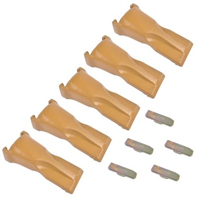 5 Pk Bucket Teeth with Flex Pins Yellow V23SYL V23PN for Backhoe Loader Crane