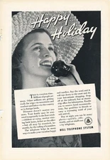 Magazine Ad - 1936 - AT&T / Bell System - Lady in straw hat