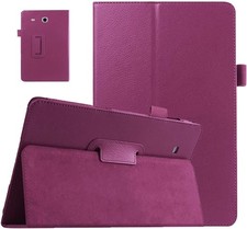 Purple Stand Case Cover for Samsung Galaxy Tab E 9.6 - Slim Leather Folio Case