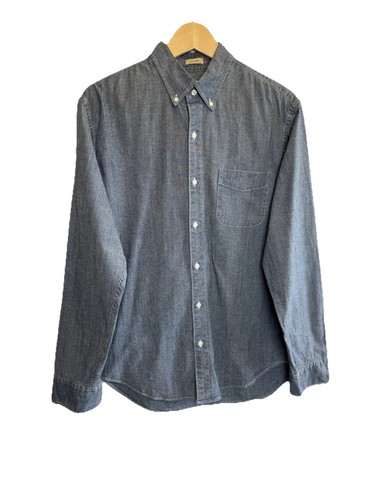 J Crew Men’s Size Medium Blue Denim Shirt With Stretch