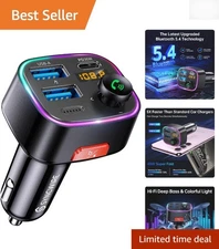 Hands-Free Bluetooth Car Adapter with Dual USB, LED Display & Noise Cancelling