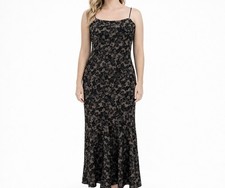 David Meister Y2k Black Silk Lace Design Formal Long Dress Size 4
