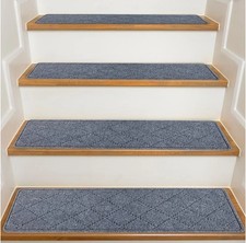 15 Pack 8 "X 30" Non Slip Stair Treads for Wooden Steps Carpet Stair Treads-Grey
