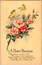 Butterfly Featured on Interesting Vintage Greeting Postcard m/12 BJ3127