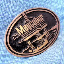 Magcobar Promo Belt Buckle Gas & Oilfield Drilling Vtg 80s DynaBuckle .GMP563