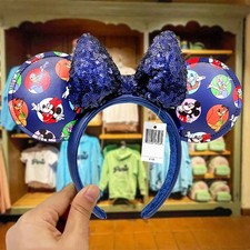 Minnie Ear Navy Blue Mickey and Friends Sequined Bow Disney Parks Headband NWT