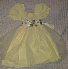 Girls Yellow Floral Tulle Party Dress Puff Sleeves Size 4Y Princess