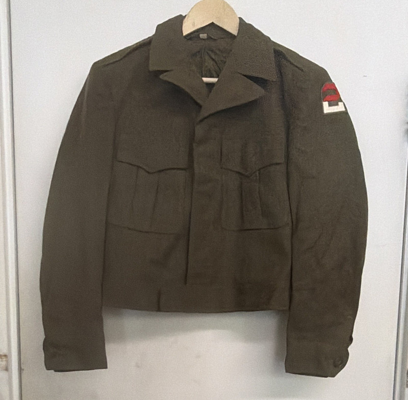 WWII US Army Ike Wool Uniform Jacket Olive Drab w/ 2nd Army Sleeve Patch