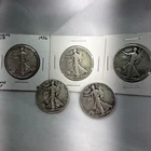 New ListingLot of 5 circulated Walking Liberty Half Dollars-1936, ‘34, ‘16, ‘45, ‘44