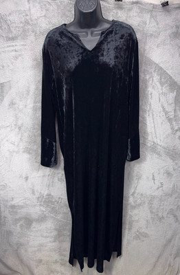 Cabernet Womens Witchy Black Velvet Maxi Dress S Flare Sleeves Slits Whimsigoth
