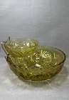 Vintage MCM Anchor Hocking Chip and Dip Set Honey Gold with Original Box, 3 pcs
