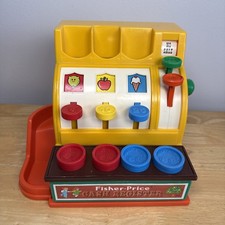 Vintage 1974 Fisher Price Cash Register 926 With 4 Coins Working Bell Handle