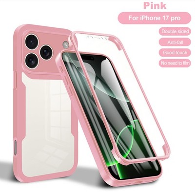 Für iPhone15 14 13 16 17 Pro Max Clear Case Ganzkörper Eingebauter Displayschutz