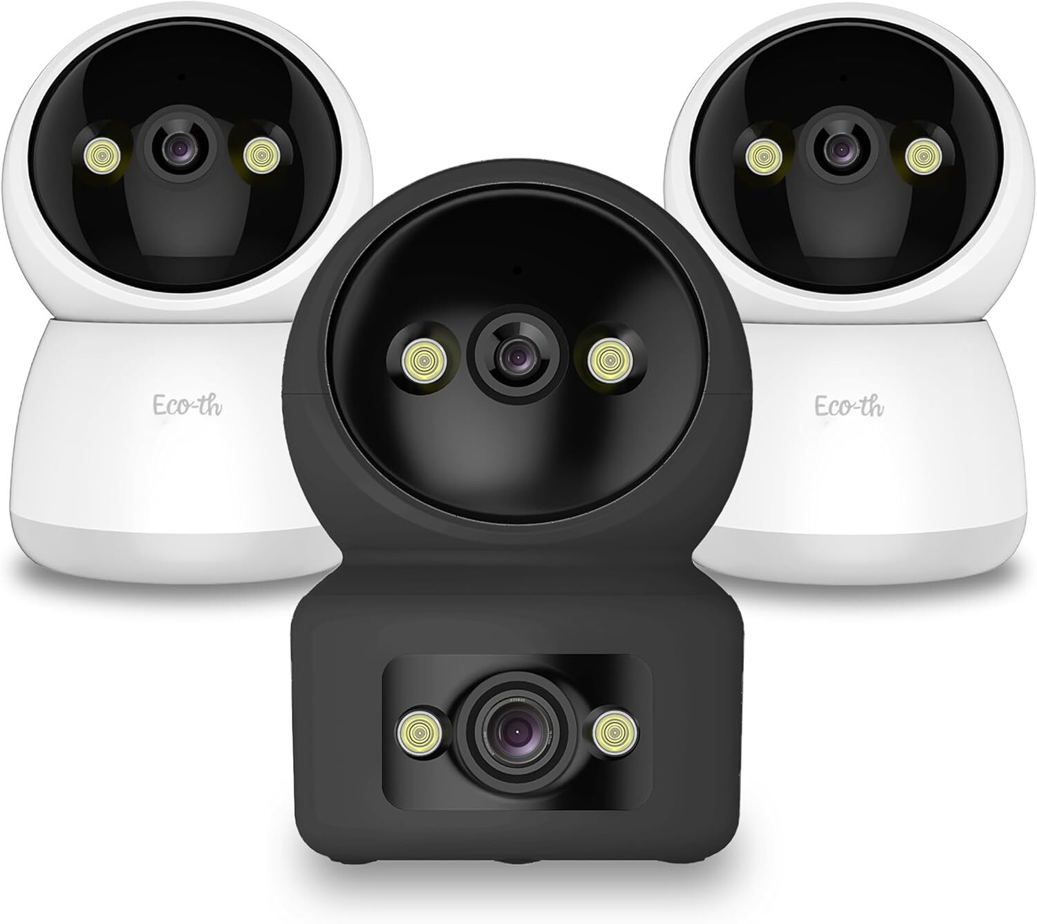 ECO TH 3 Pack 1 Dual Lens 2 Single Lens Indoor Pan Tilt Home Smart Security Came